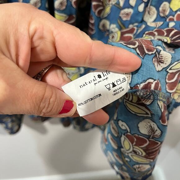 Natural Life Blue Boho Floral Tiered Tunic Dress Sz XL Festival Hippie - Picture 5 of 6